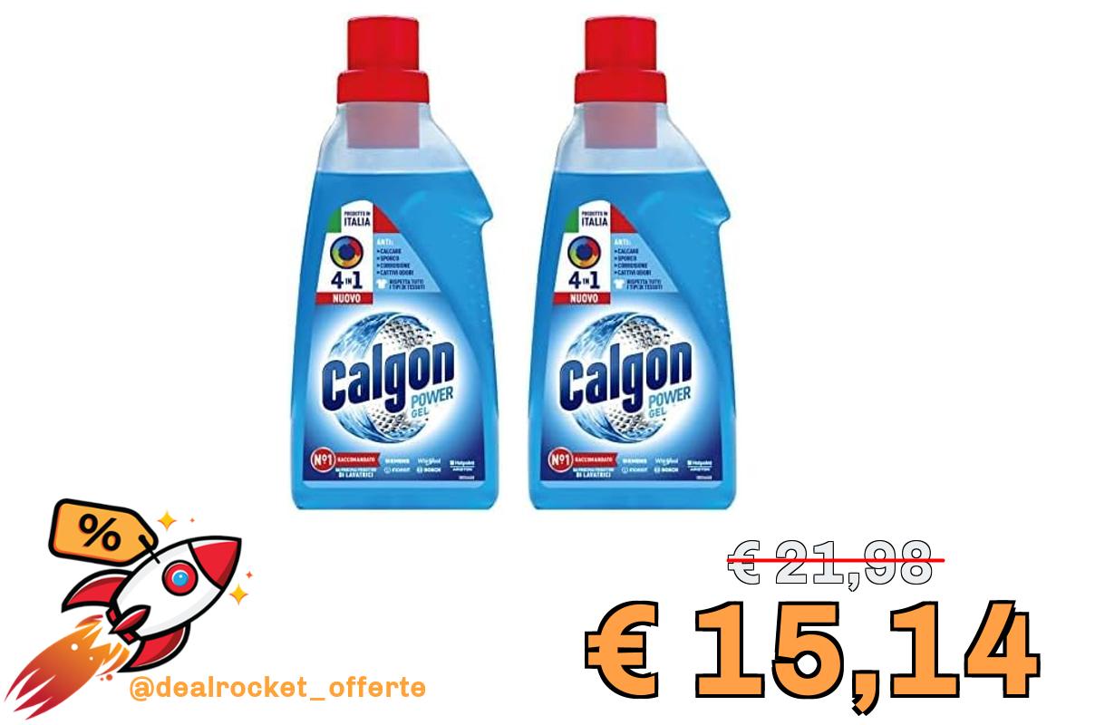 Calgon Power Gel 4 in 1 per Capi Morbidi, 2 Confezioni da 1.5 l di Anticalcare per Lavatrici, Additivo per una Protezione da Calcare, Corrosione, Sporco e Cattivi Odori