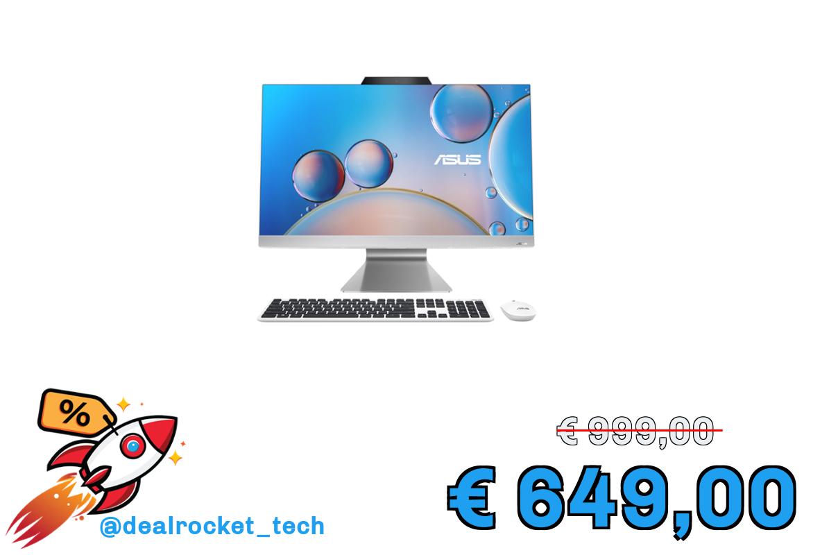 ASUS AIO F3702WFAK#B07ML1XD2K, Display 27", 75Hz, Processore AMD Ryzen™ 5 7520U, RAM 16GB, 512GB SSD PCIE, Windows 11 Home, Bianco