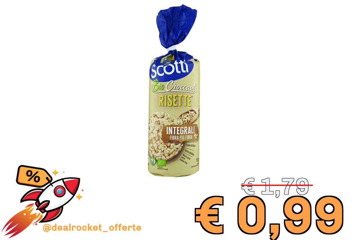 Riso Scotti - Risette Integrali Fibra Più Fibra - Gallette di Riso Senza Glutine Bio, Alimento Biologico per la Colazione, 150g