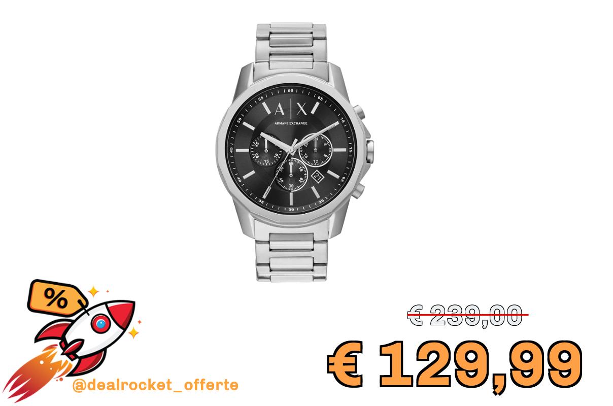 Armani Exchange Orologio da uomo, Movimento cronografo al quarzo e cassa da 44 mm con cinturino in acciaio