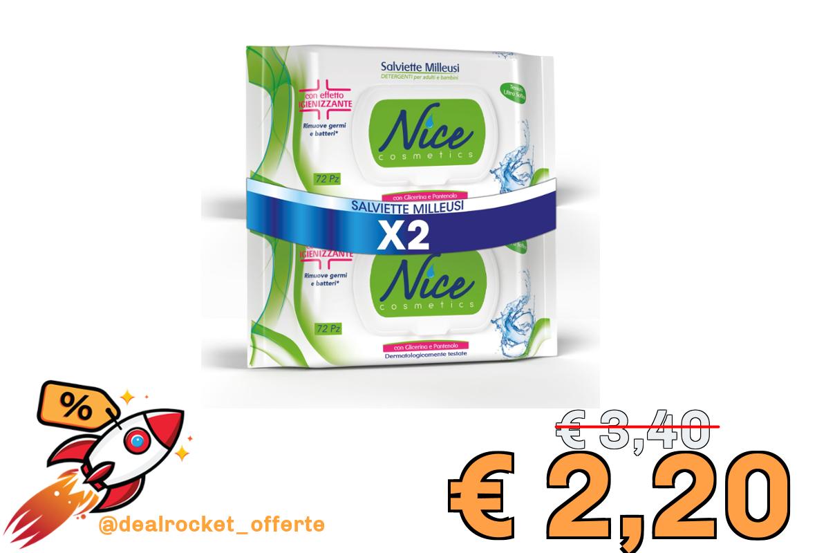 Diva International Milleusi Igienizzanti, Fresche e Idratanti sulla Pelle Con Glicerina e Pantenolo, 2 Confezioni da 72 Salviette Umidificate