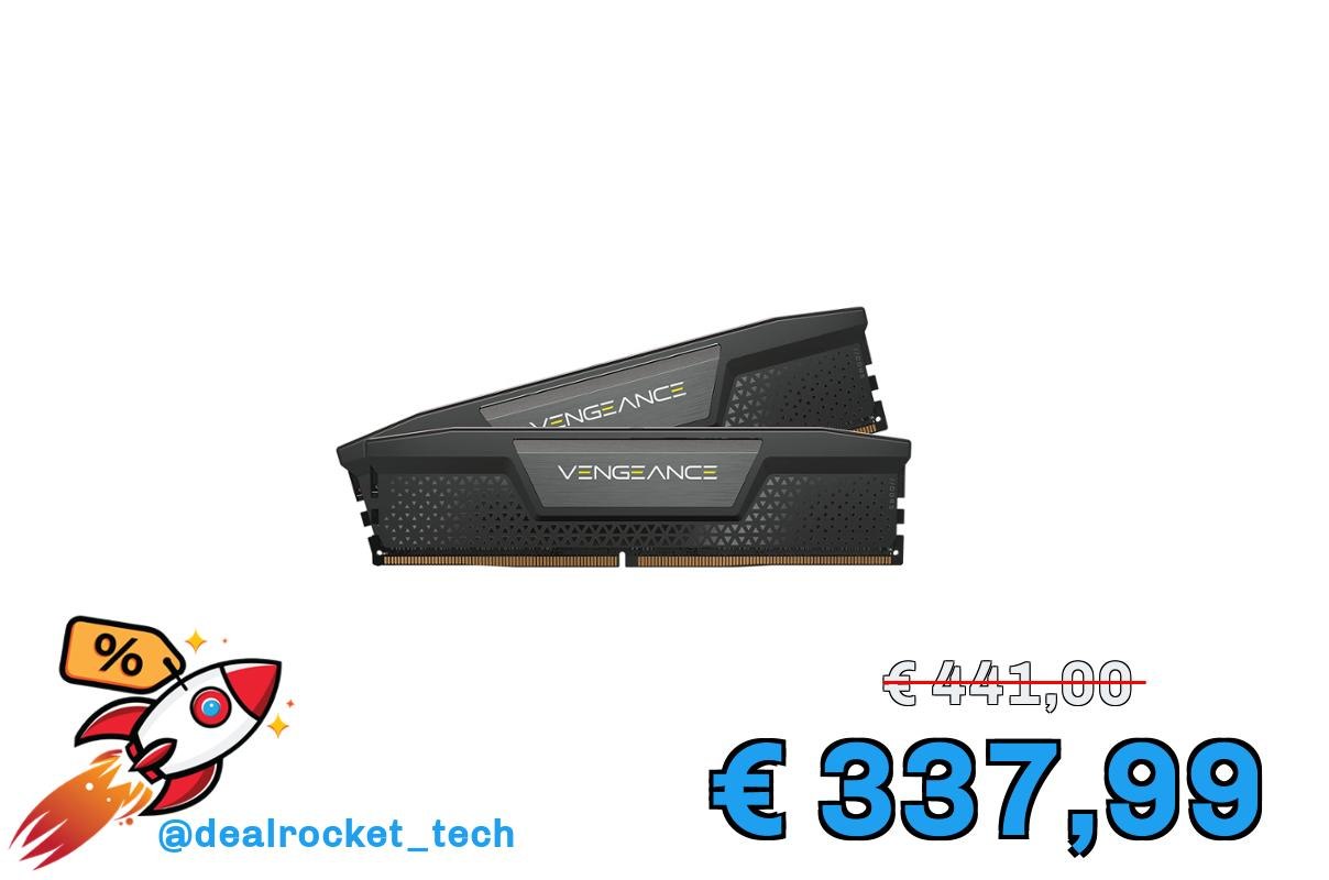 CORSAIR VENGEANCE DDR5 RAM 32GB (2x16GB) 6000MHz CL38 Intel XMP iCUE Memoria per Computer Compatibile - Nero (CMK32GX5M2B6000C38)