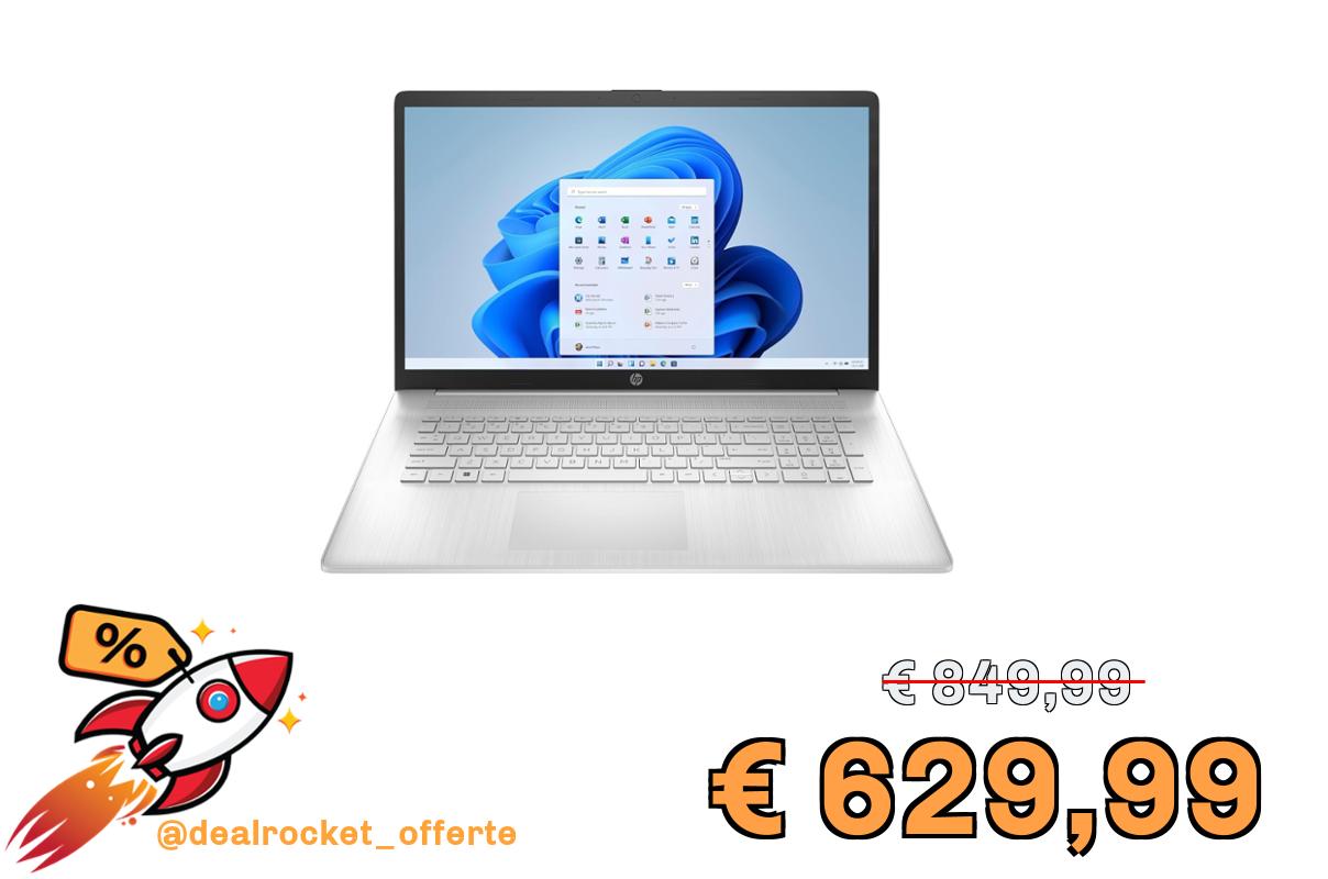 HP Laptop 17-cn3002sl, PC Portatile 17", Display 17.3" FHD Antiriflesso, Notebook, Intel Core i7 1355U, 16GB RAM, 512GB SSD, Intel Iris Xe, Windows 11, Computer Portatile, Argento, QWERTY