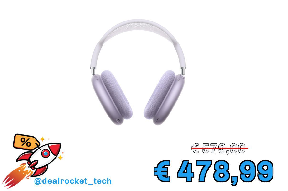 Apple AirPods Max Cuffie wireless over-ear, Cancellazione attiva del rumore di livello pro, Modalità Trasparenza, Audio spaziale personalizzato, Ricarica USB-C, Cuffie Bluetooth per iPhone, Viola