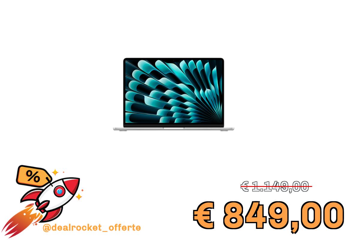 Apple Portatile MacBook Air 13'' con chip M4 (2025): progettato per Apple Intelligence, display Liquid Retina da 13,6'', 16GB di memoria unificata, 256GB di archiviazione SSD, Touch ID; Argento