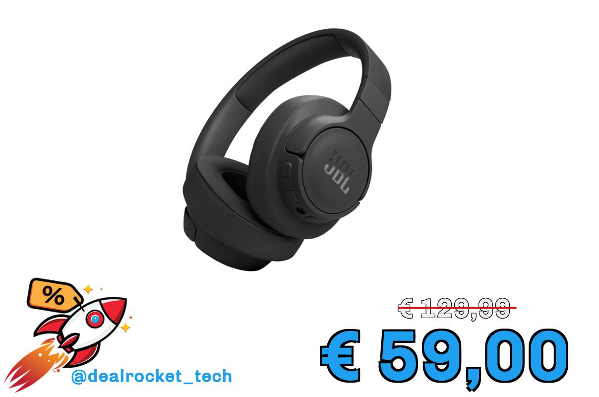 JBL Tune 770 NC Cuffie On-Ear Bluetooth Wireless, con Cancellazione Adattiva del Rumore, SmartAmbient, VoiceAware, JBL Pure Bass Sound, Connessione Multipoint, fino a 70 Ore di Autonomia, Nero