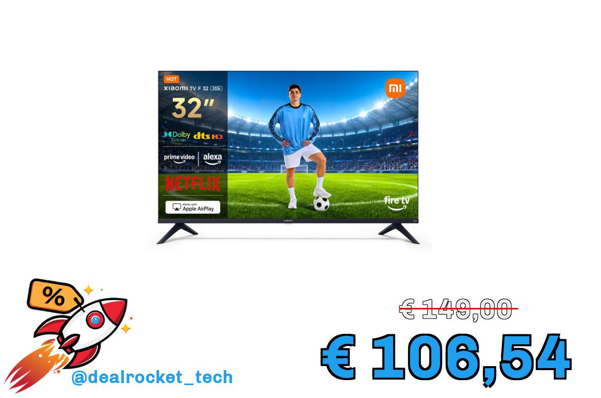 XIAOMI TV F 32, 32 pollici (81 cm), HD, Smart TV, Fire TV,Triple Tuner DVB-C/S/S2/T/T2, Dolby Audio, DTS Virtual:X, DTS-HD, Controllo Vocale Alexa, Compatibile con Apple AirPlay