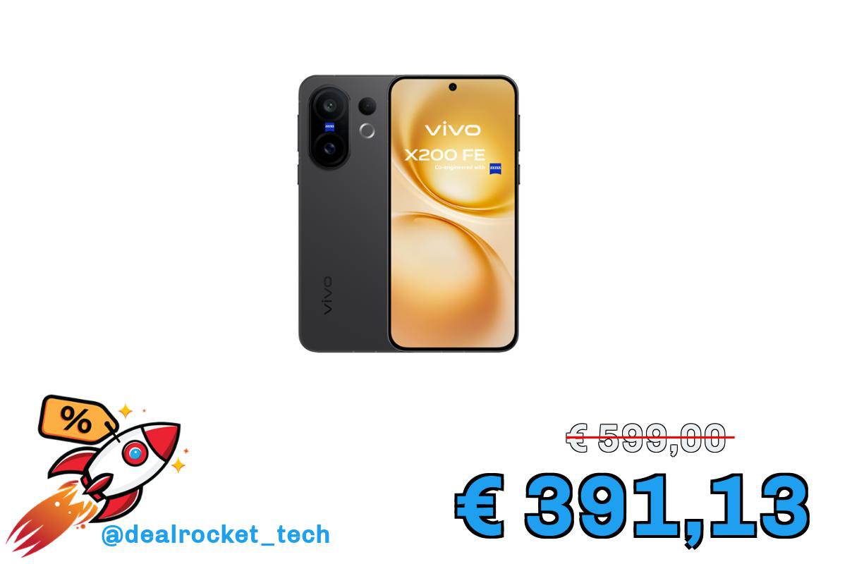 vivo X200FE 5G, ZEISS Cameraphone 50MP Teleobiettivo, Display 6.31″ Master Color Display,12+12GB RAM, 512GB ROM, Dimensity 9300+, IP68+IP69, Batteria 6500mAh, 90W FlashCharge, NFC
