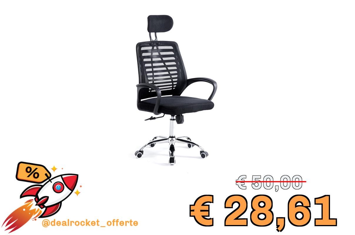 RMF Sedia Ufficio Ergonomica – Rete con Poggiatesta, Reclinabile, Ruote Girevoli, Altezza Regolabile, Grigio