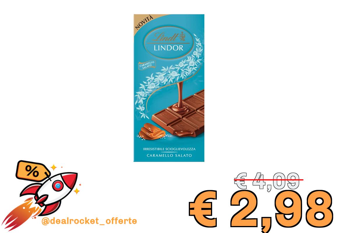 Lindt Lindor Tavoletta di Cioccolato al Latte con Ripieno al Caramello Salato, Formato 100g