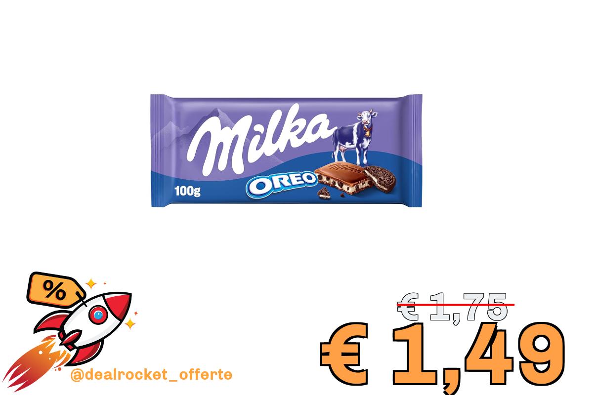 Milka Oreo Tavoletta di Cioccolato al Latte con Croccanti Biscotti Spezzati Oreo. Con Latte 100% Alpino. Tavoletta 100 g