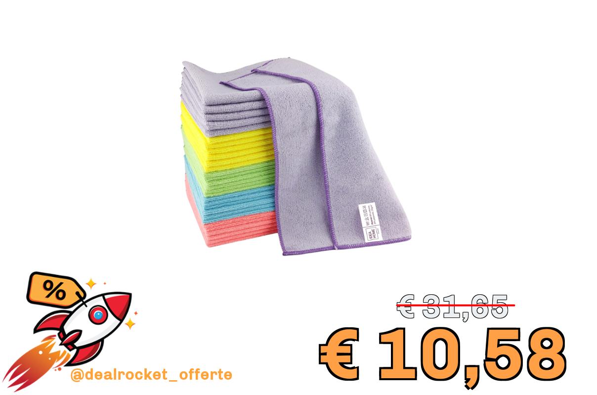 IDEA HOME Set 30 Panni in Microfibra 30x30 cm – Panni Multicolore Ultra Assorbenti e Asciugatura Rapida – Panni Multiuso per Casa Cucina Ufficio Vetri Specchi Schermi