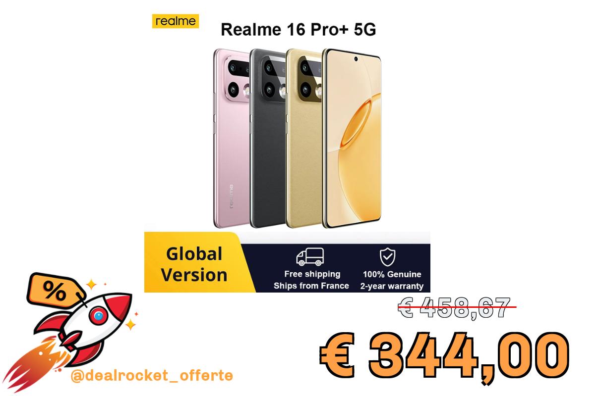 Versione Globale Realme 16 Pro+ 5G Smartphone Snapdragon ® Batteria da 7000mAh 7 Gen 4, Fotocamera Principale OIS da 200MP, Display AMOLED da 6.80''