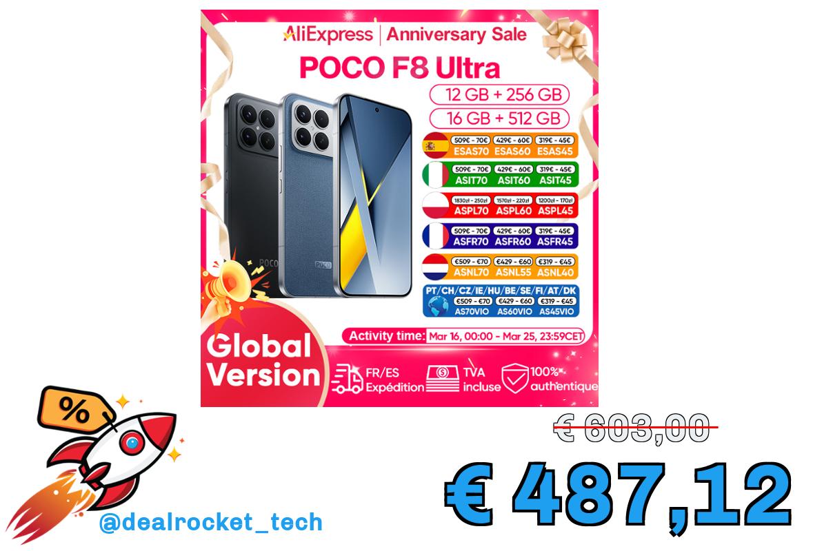 POCO F8 Ultra 5G Versione globale Smartphone Snapdragon ®   8 Elite Gen 5 Display AMOLED per la cura degli occhi da 6,9″ 6500mAh 100W HyperCharge NFC I