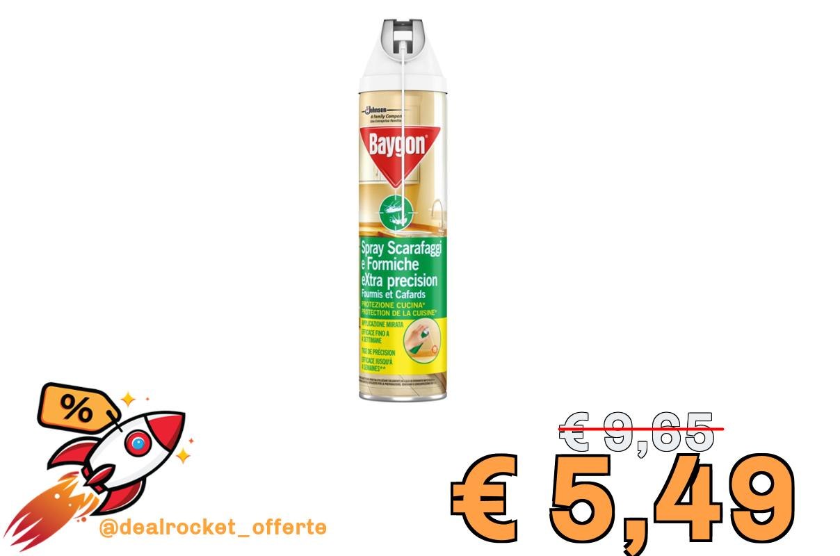 Baygon Spray con Cannuccia Extra Precision, Insetticida per la Cucina, Efficace contro gli Scarafaggi e Formiche, 1 Confezione da 400 ml