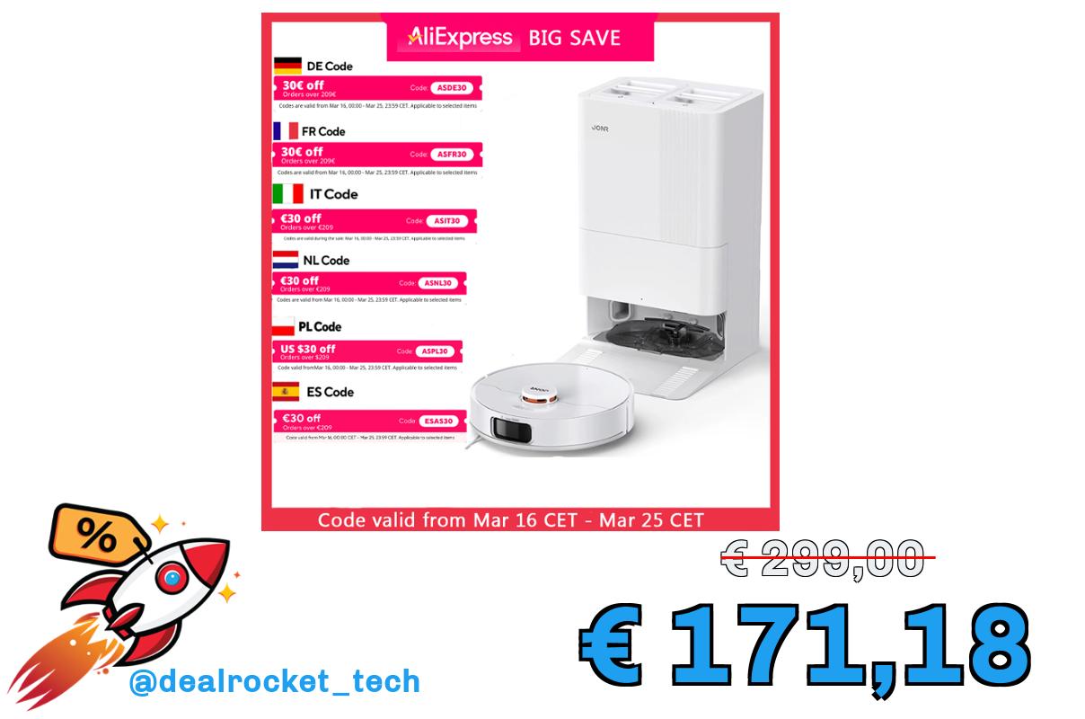 JONR Robot Aspirapolvere P20 Pro Edizione internazionale Lavare Aspirazione Salviette per asciugare Pulizia automatica Raccolta polvere Drenaggio Acqua