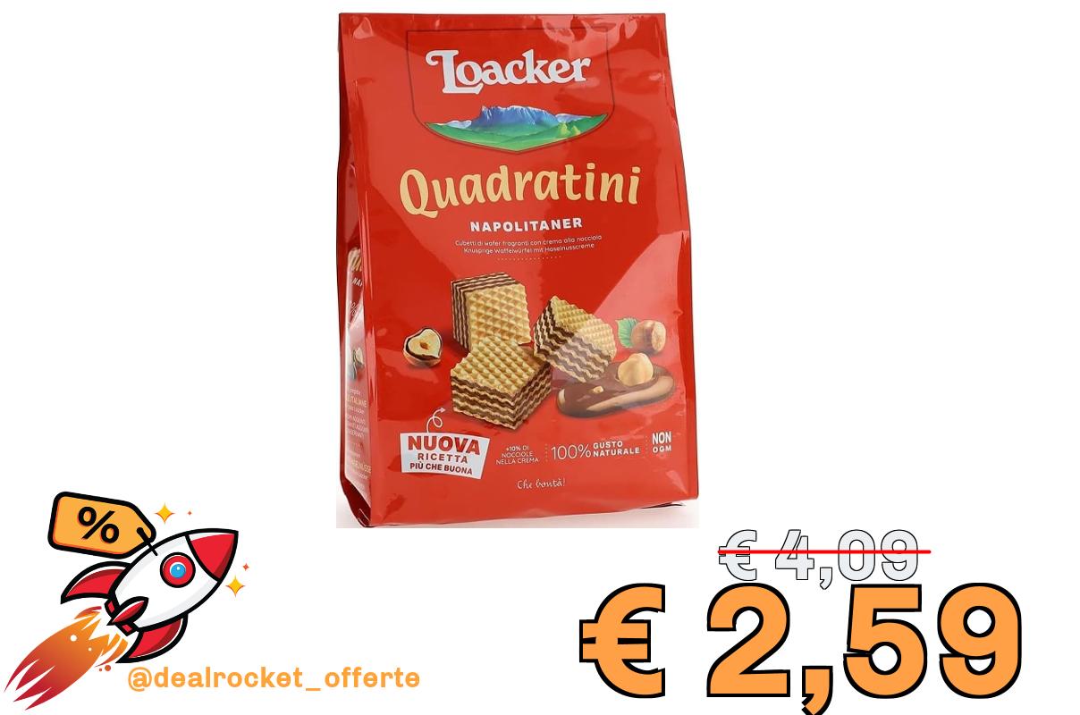 Loacker, Quadratini Napolitaner, Wafer nocciole italiane selezionate, 250g