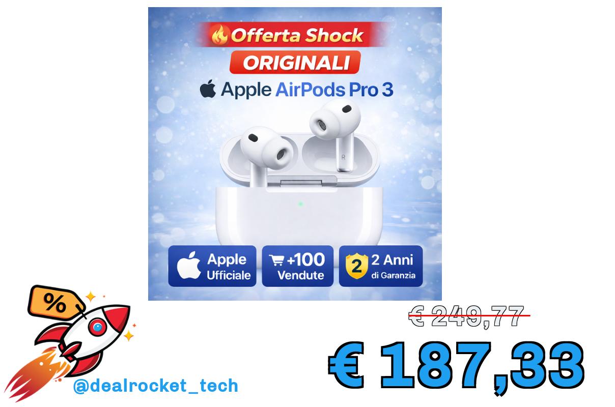 Apple AirPods Pro 3, Cancellazione attiva del rumore, Rilevamento della frequenza cardiaca, Cuffie Bluetooth, Audio spaziale, Suono ad alta fedeltà, Ricarica USB-C​​​​​​​