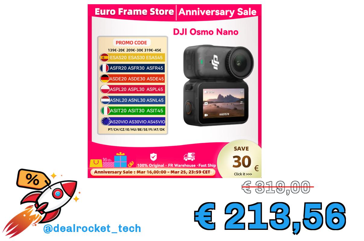 DJI Osmo Nano Bundle Standard 128G / 64GB piccola fotocamera Vlog 4K/60fps e 60 ° Wide FOV Nuovissimi microfoni DJI Sense Dual da 1/1,3″.