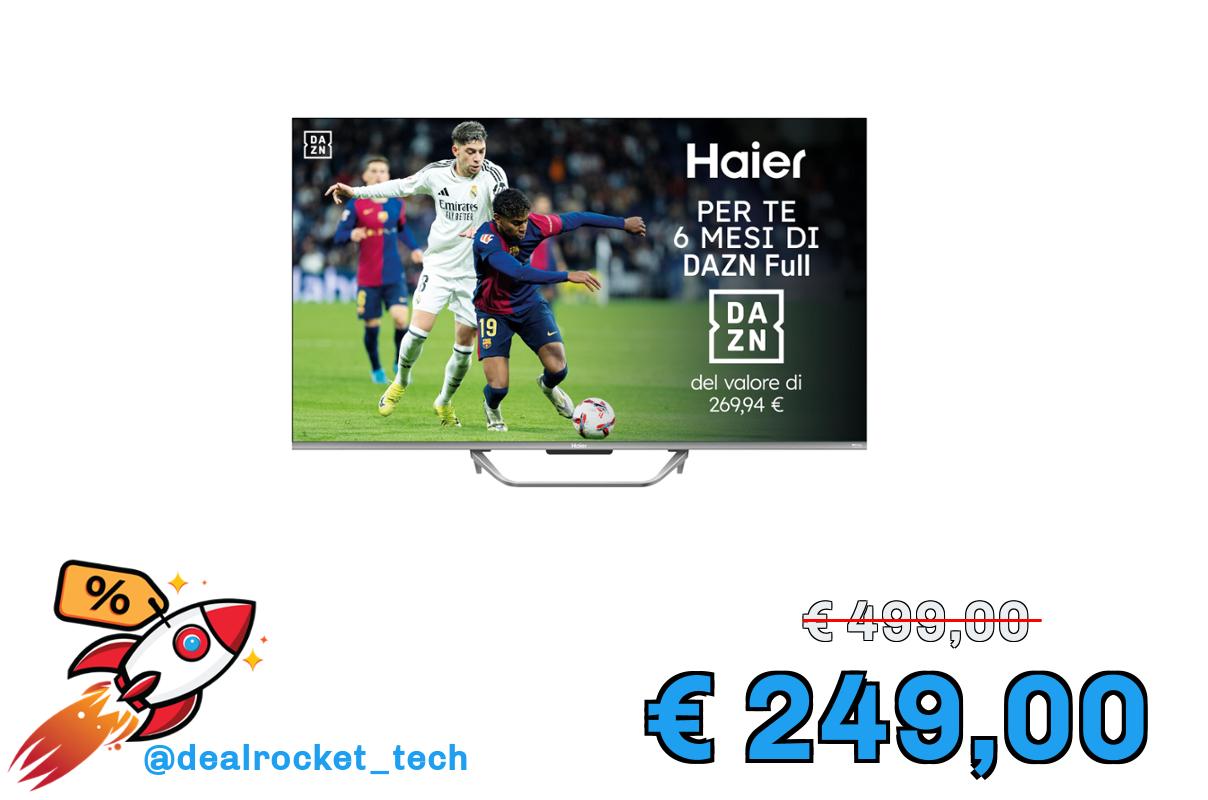 Haier QLED, 4K UHD H50Q80FUX 50'' Smart TV, Google TV, Dolby Audio, HDR 10, Telecomando Smart, Google Assistant, Bluetooth 5.1, Gaming Accelerator, USB 2.0, DBX TV, HDMI x4 [2025]