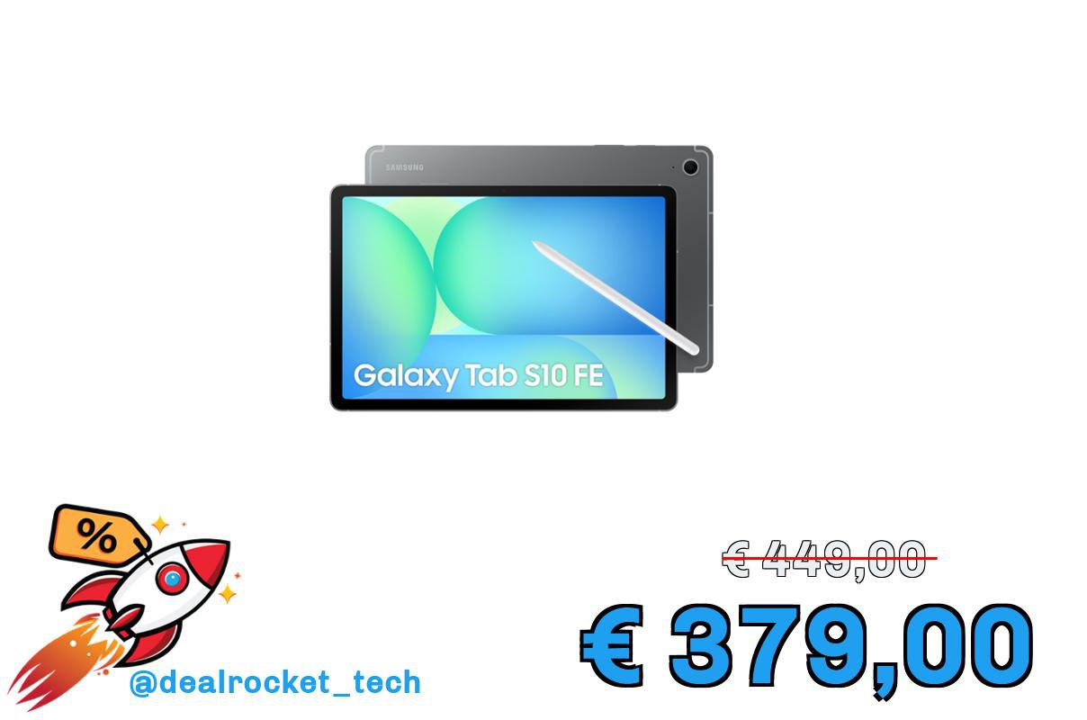 Samsung Galaxy Tab S10 FE, 3 anni di garanzia, Android Tablet, Display 10.9" LCD, Wifi, RAM 8GB, 128GB, 8.000 mAh, S Pen, Android 15, IP68, Gray [Versione italiana]