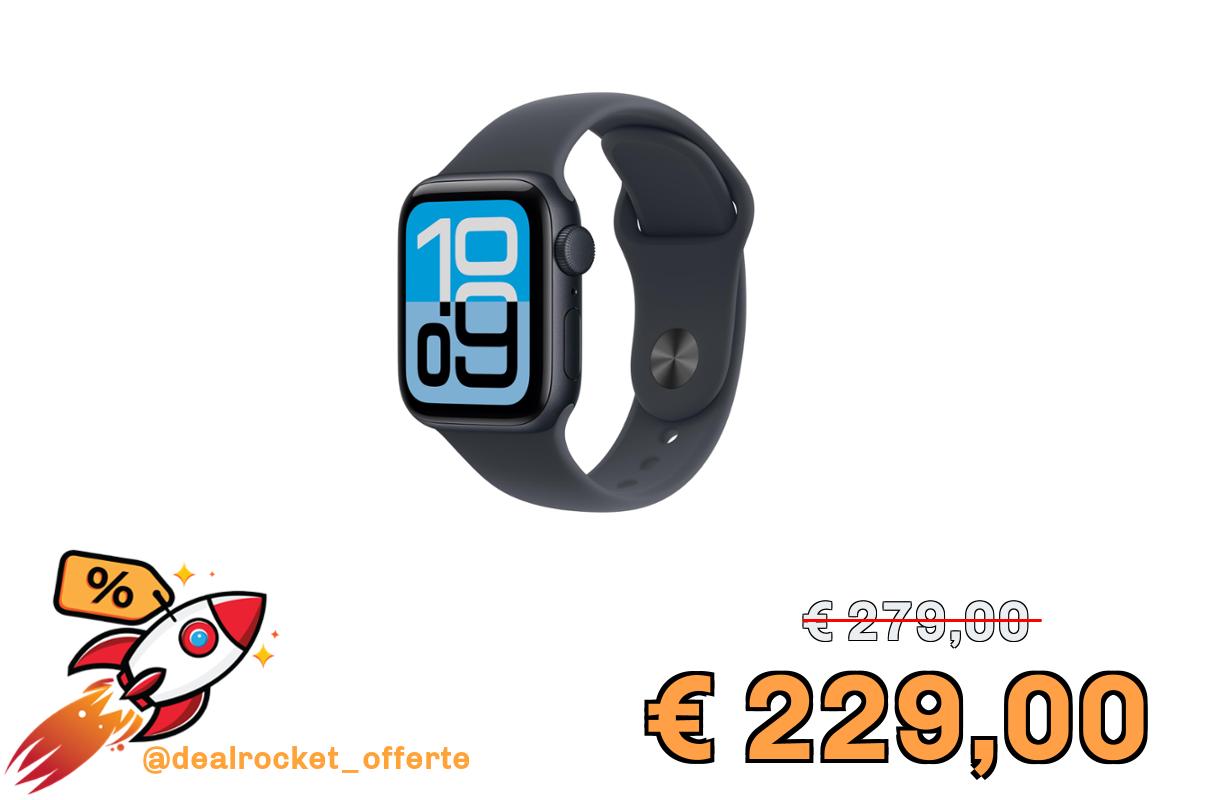 Apple Watch SE 3 GPS, Cassa 40 mm in alluminio mezzanotte con Cinturino Sport mezzanotte - S/M