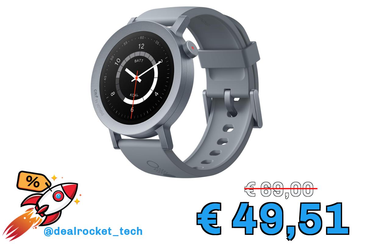 CMF by Nothing Watch Pro 2 Smartwatch con schermo AMOLED da 1.32", 11 giorni di autonomia, Chiamate Bluetooth con riduzione del rumore tramite AI e Multisistema GPS integrato - Grigio Cenere