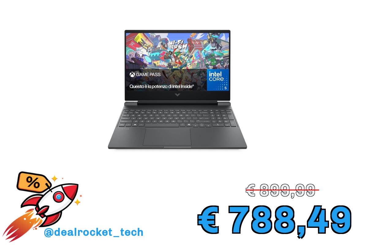 HP Victus 15-fa2003sl Notebook, Intel Core 5-210H, 16GB RAM, 512GB SSD, Display 15.6'' FHD IPS 144Hz, Wi-Fi, Nvidia RTX 5050 8GB, Windows 11, 3 mesi di Game Pass Inclusi, Grigio