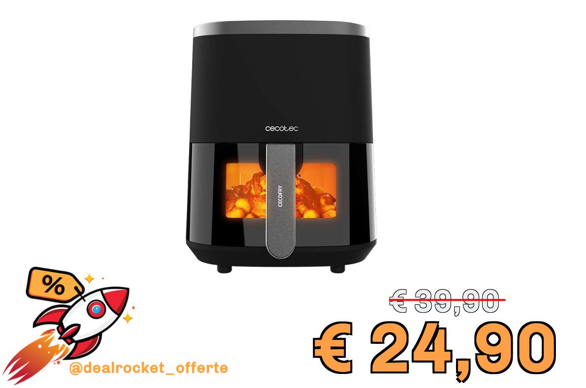 Cecotec Friggitrice ad Aria Cecofry Fantastik Window 4000. Air Fryer Air Fryer. 1400 W, Capacità 4 L, 9 Menu, Controllo Tattile, Tecnologia Perfectcoo, Tempo Regolabile 80-200ºc, 0-60 Minuti