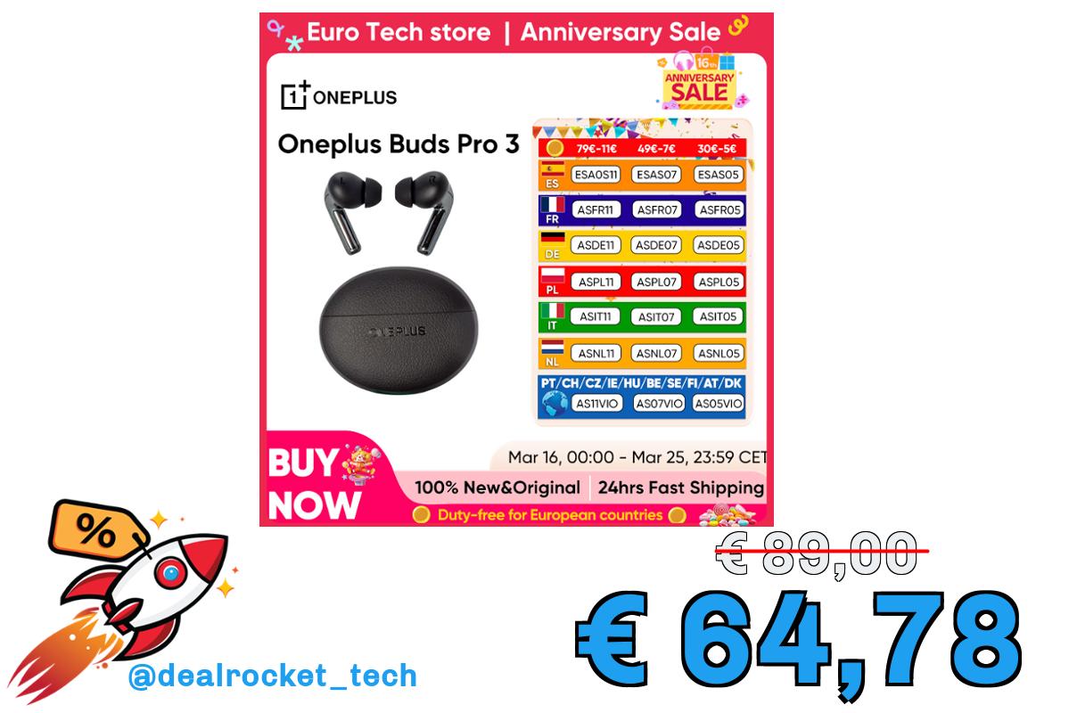 Versione globale Oneplus Buds Pro 3 TWS Auricolare Bluetooth 50dB Cancellazione attiva del rumore Durata della batteria 43 ore Bluetooth 5.4 IP55 AAC SBC