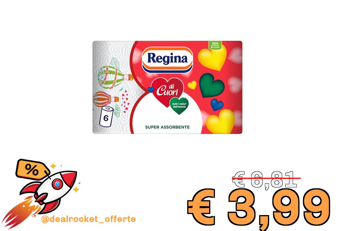 Regina Di Cuori Carta Cucina - Confezione da 6 Rotoli a 2 Veli
