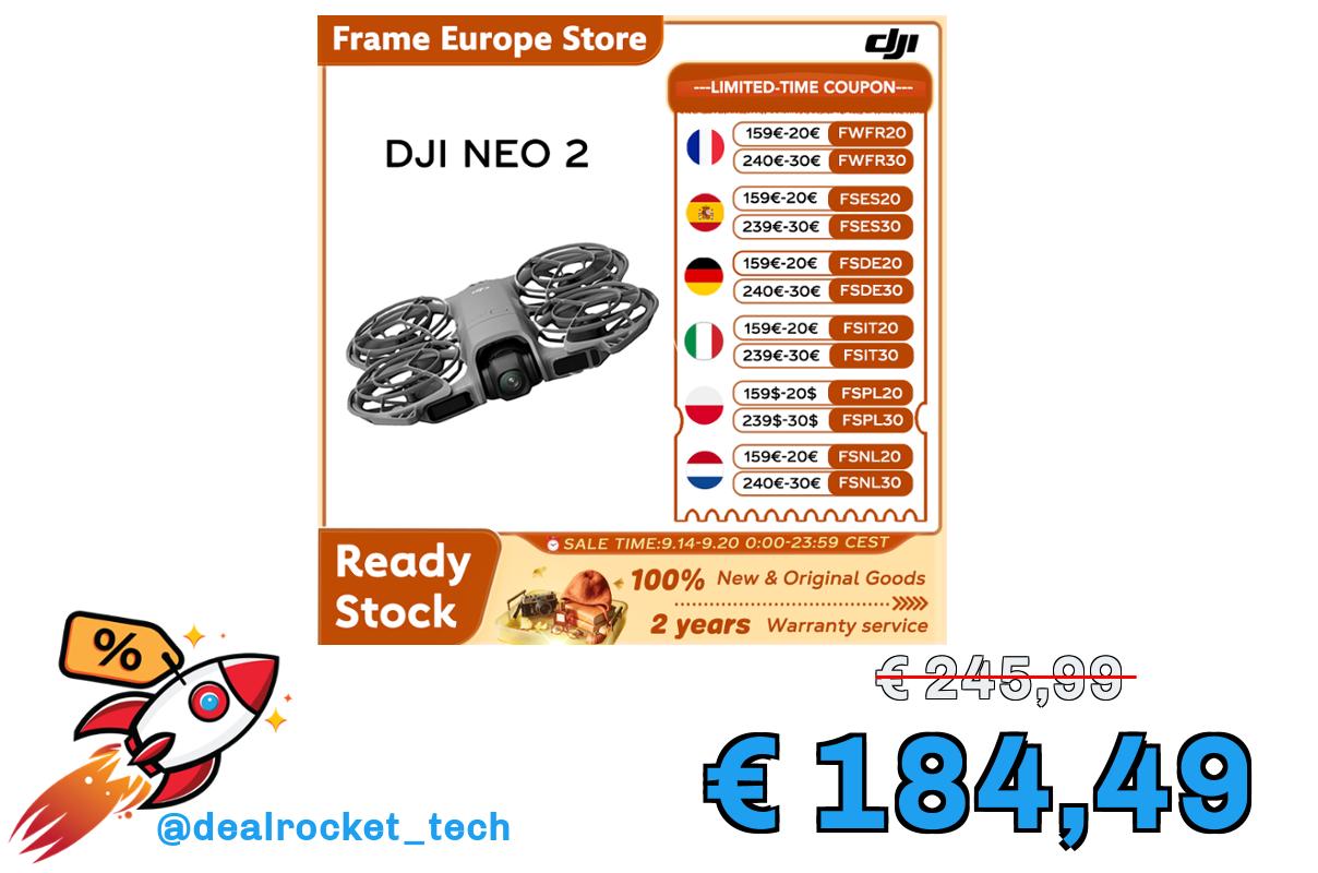 DJI Neo 2 – Drone 4K Stabilizzato, 151g, Protezione Eliche Totale, Local+