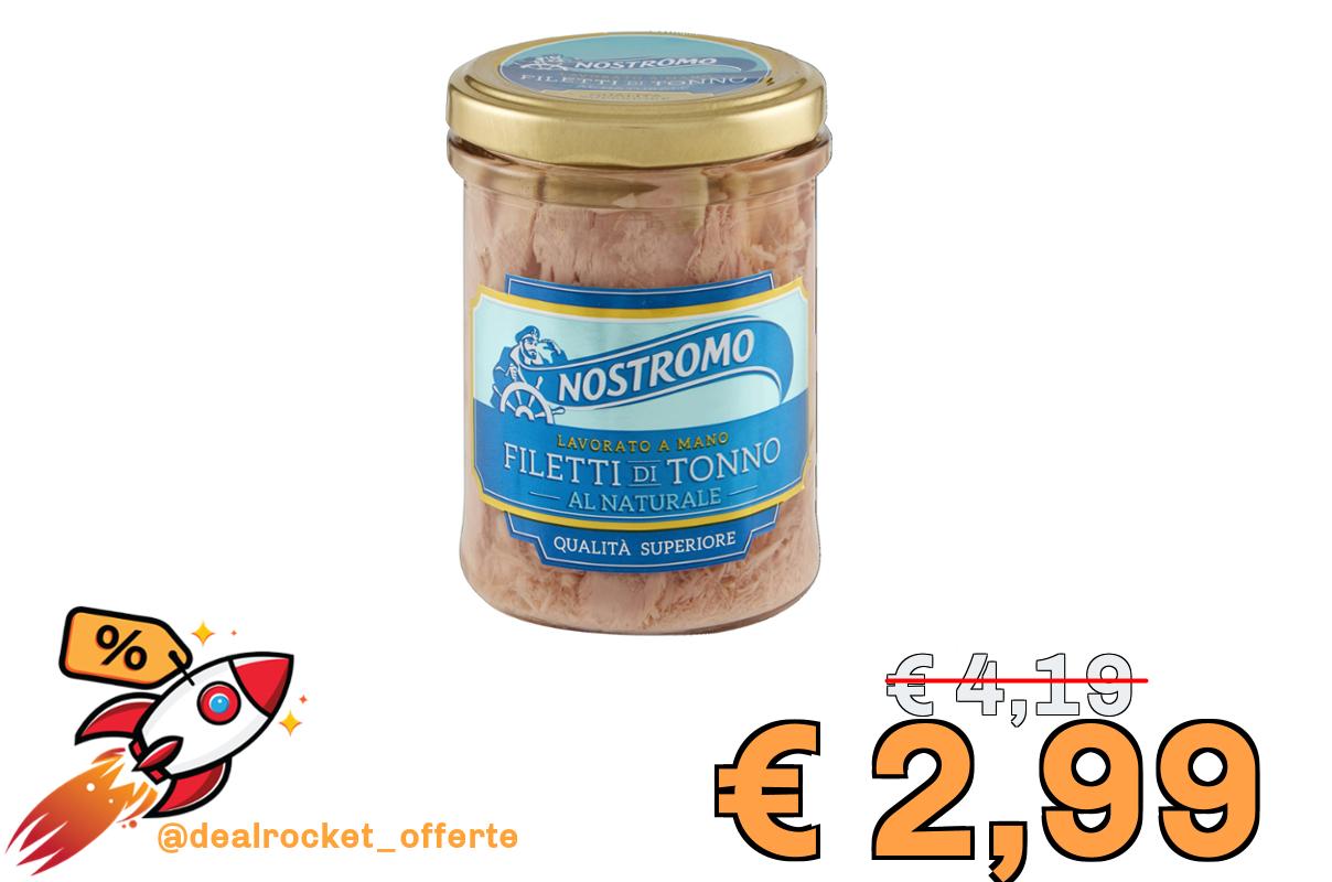 Nostromo - Filetti di Tonno al Naturale, Qualità Superiore, Lavorati a Mano, 1 Vasetto in Vetro da 180 gr