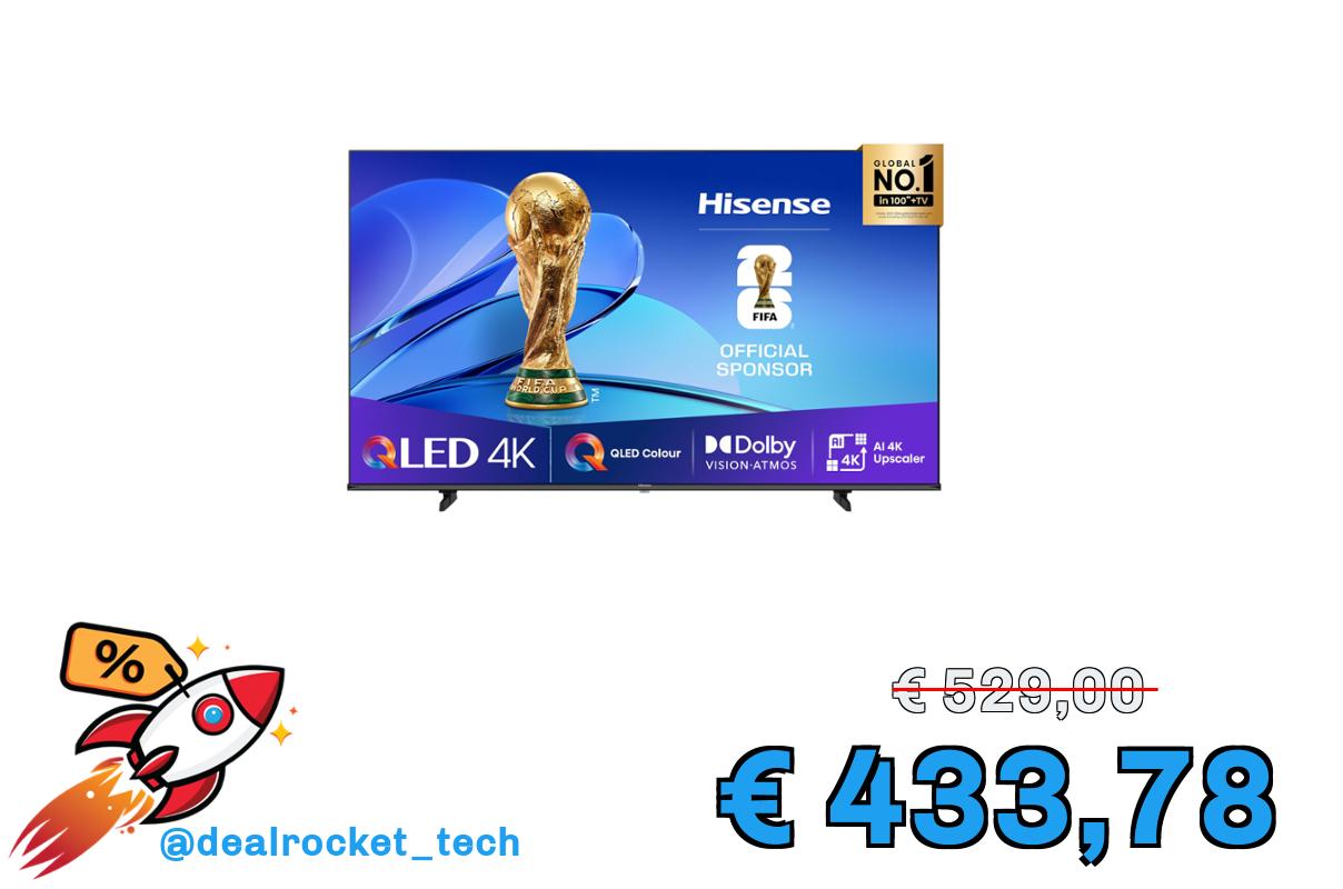 Hisense TV 65" QLED 4K 2025 65E78Q, Smart TV VIDAA U8, Dolby Vision, HDR 10+, Game Mode Plus, Dolby Atmos, Alexa Built-in, VIDAA Voice, Tuner DVB-T2/S2 HEVC 10, lativù 4K, 65'', 2025 QLED 60Hz