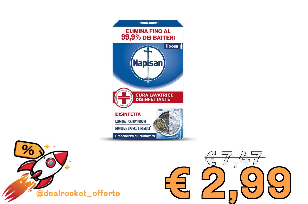 Napisan Cura Lavatrice Disinfettante Freschezza di Primavera, Elimina i Cattivi Odori, Rimuove Sporco e Residui di Sapone, Confezione da 250ml