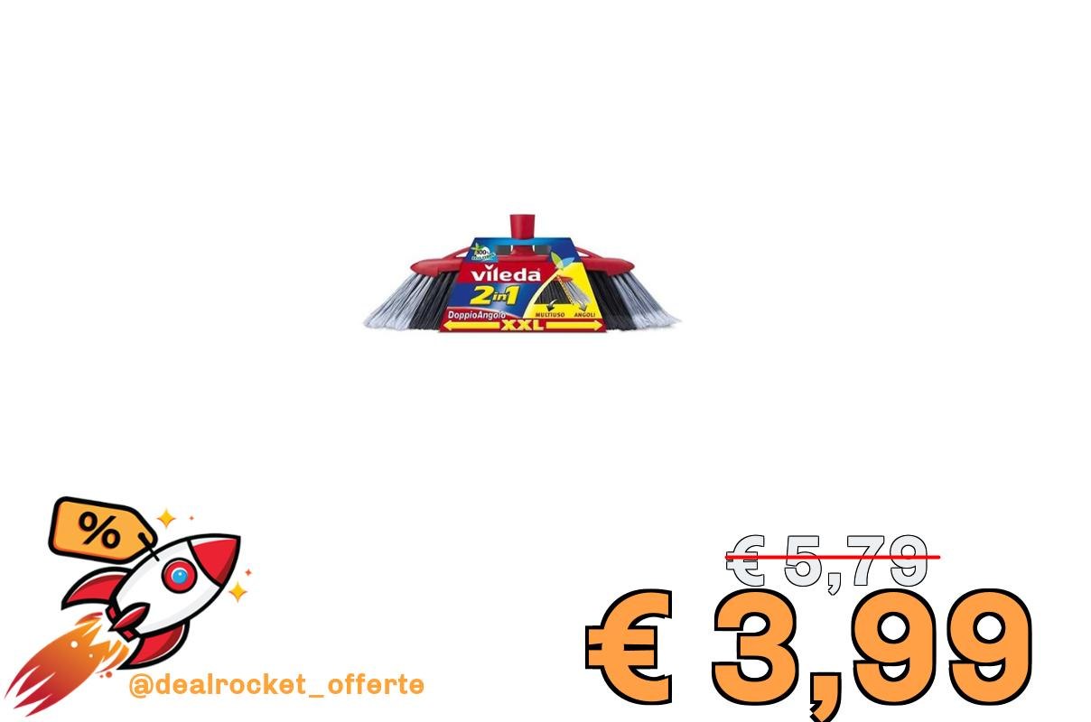 Vileda Scopa 2 in 1 Angoli, per Interni, con Due Tipi di Fibre, per Angoli, Fibre in Pet Riciclato, 14 x 37 x 5.5 cm, 299 g