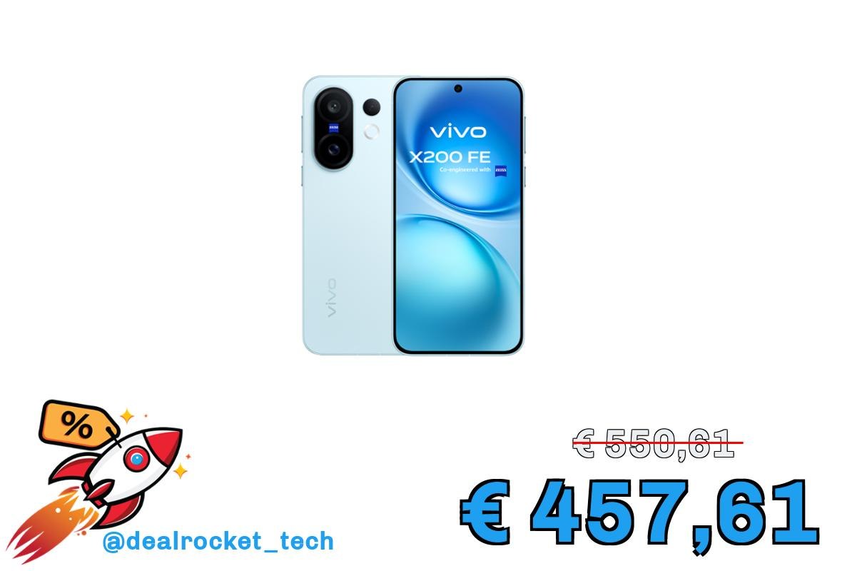 vivo X200FE 5G, ZEISS Cameraphone 50MP Teleobiettivo, Display 6.31" Master Color Display,12+12GB RAM, 512GB ROM, Dimensity 9300+, IP68+IP69, Batteria 6500mAh, 90W FlashCharge, NFC