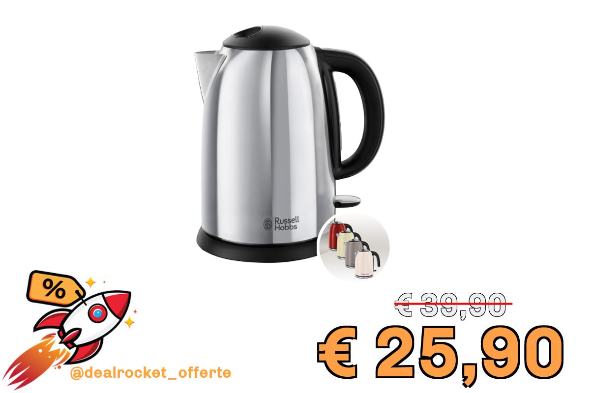 Russell Hobbs Bollitore Elettrico - 1,7 L, 2400 W - Acciaio Inox Lucido; Funzione di Ebollizione Rapida, Filtro Anticalcare Rimovibile, Beccuccio, Indicatore Livello di Riempimento, Victory 23930-70