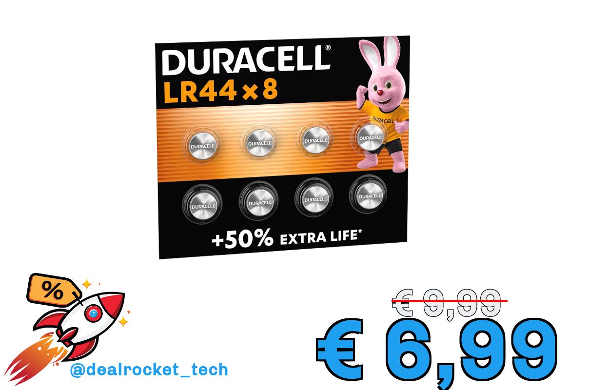 DURACELL LR44 Batterie Alcaline Specialistiche (Confez. da 8) 1.5V, A76