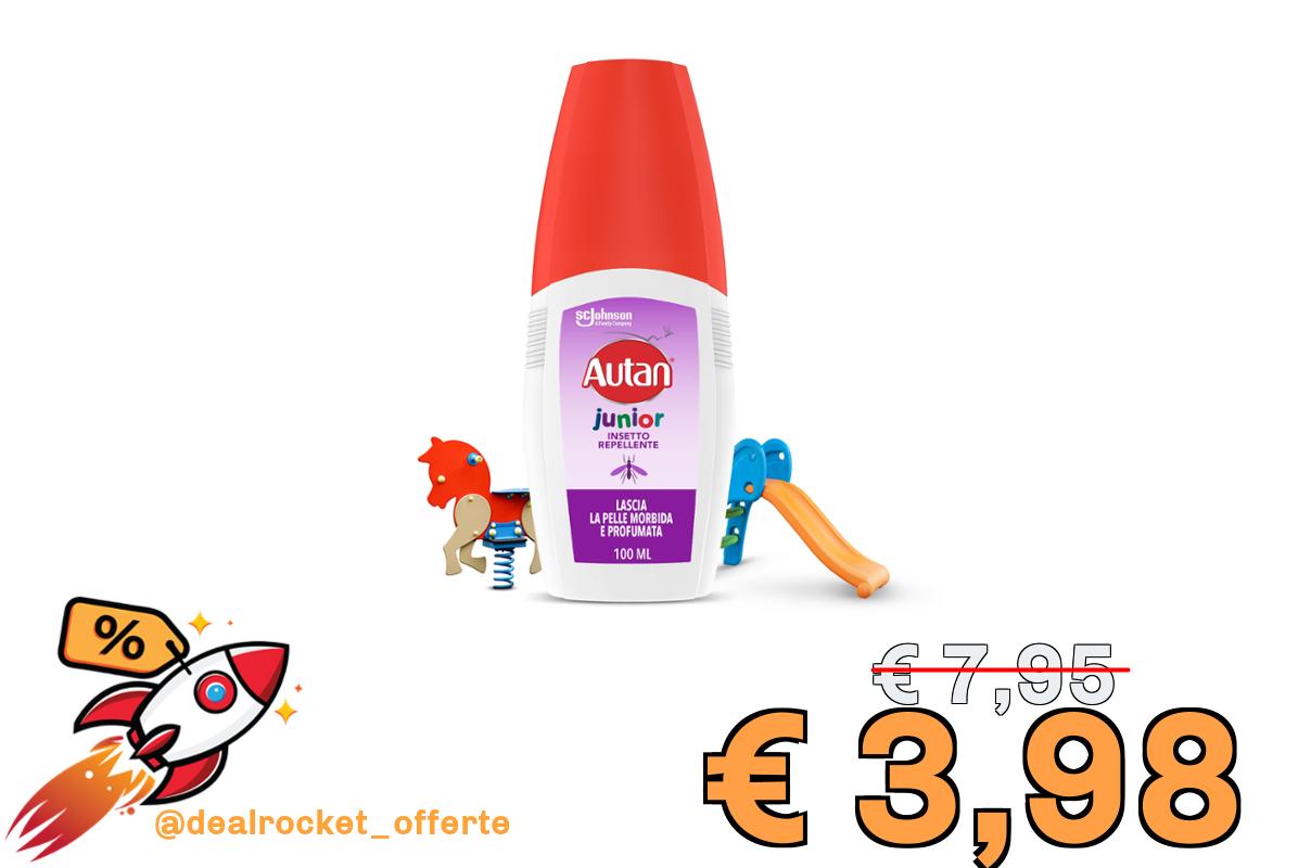Autan Junior Vapo Spray Antizanzare, Repellente Zanzare, Dermatologicamente Testato, Protezione fino a 4 ore per bambini dai 2 anni, 1 Confezione da 100ml