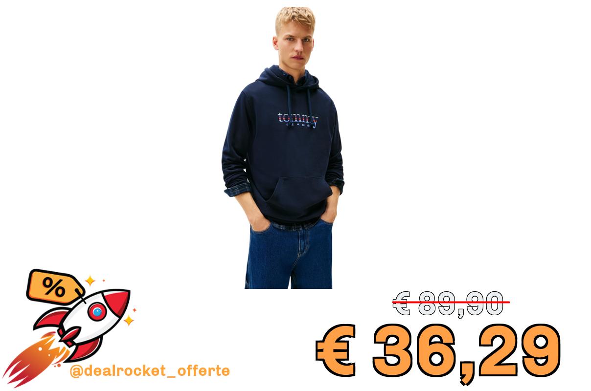 Tommy Jeans Uomo Felpa con Cappuccio Entry Play con Tasca a Marsupio, Blu (Dark Night Navy), M
