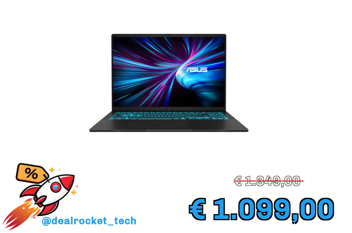 ASUS V16 (2025) con NVIDIA® GeForce RTX™ 5060 8GB GDDR7, Display da 16" a 144Hz, processore Intel® Core™ 7 240H, RAM 16GB, 1TB SSD, Win 11 Home, Nero, Layout ITA
