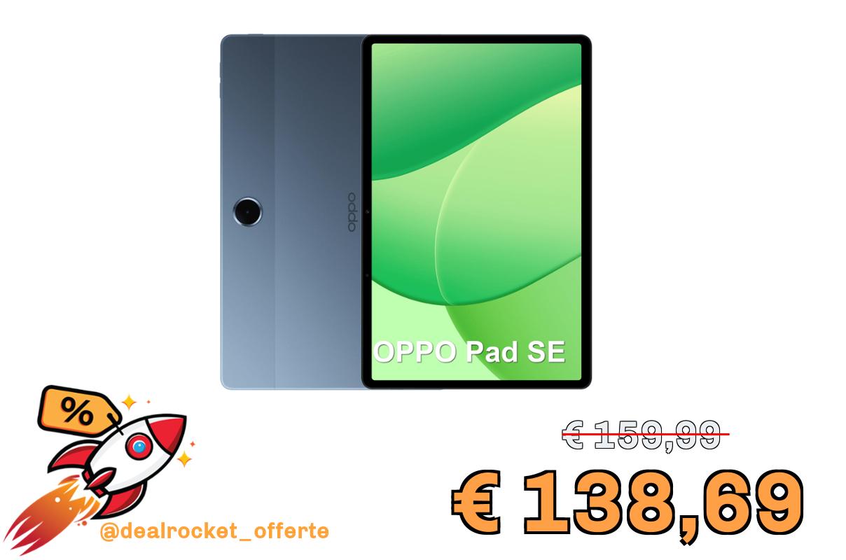 OPPO Pad SE Tablet Android 15, Schermo 11" FHD 90Hz, WiFi, 4GB 128GB, Modalità Bambino Personalizzata, Batteria 9340mAh, Anti-riflesso, Fotocamera 5MP, 4 Altoparlanti, Servizi Google, Blu Crepuscolo