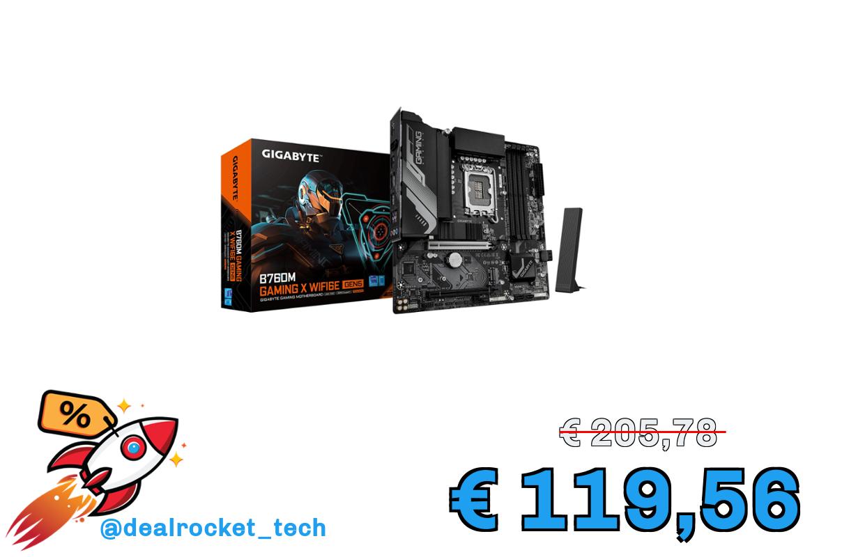 GIGABYTE B760M GAMING X WIFI6E GEN5 Scheda Madre – Supporta processori Intel Core di 14a generazione, VRM a 8+1+1 fasi, fino a 5600 MHz DDR5, 2 x M.2 PCIe 4.0, Wi-Fi 6E, LAN 2.5 GbE, USB 3.2 Gen 1