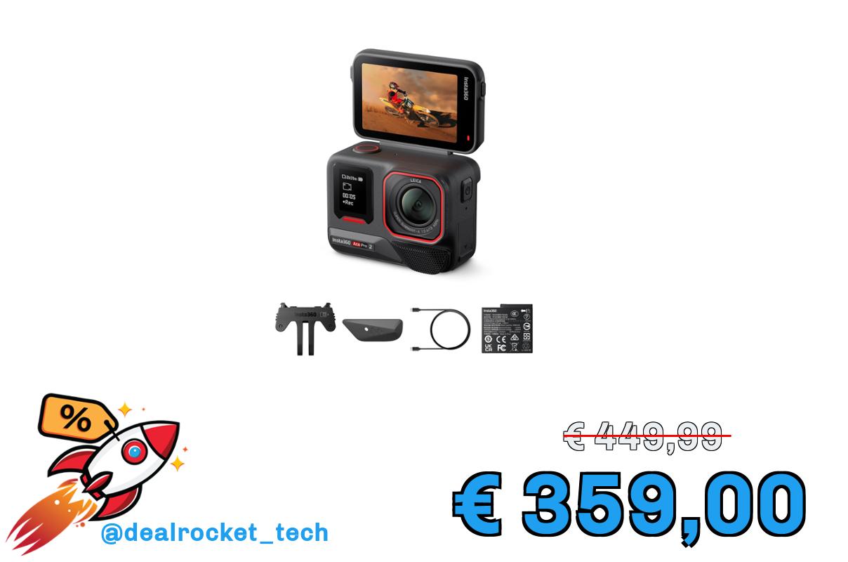 Insta360 Ace Pro 2 Pack Standard - Action Cam Impermeabile in 8K co-ingegnerizzata con Leica, sensore 1/1.3", doppio chip IA, superba in bassa luce, audio superiore.