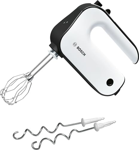 Bosch Sbattitore Elettrico MFQ4020, 450 W, 5 Velocità e Turbo, Leggero, Impugnatura Comoda, Fruste Incluse, Ganci per Impastare in Acciaio Inox Inclusi, Pulsante di Esplusione, Bianco, Antracite