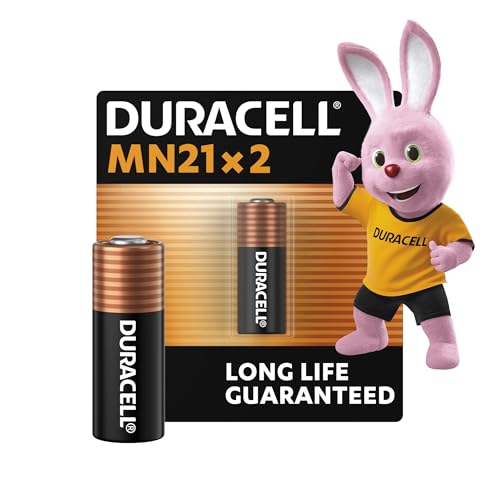 DURACELL MN21 (confezione da 2) Pile alcaline specialistiche da 12 V (A23/23A/V23GA/LRV08/8LR932) Lunga durata garantita – Per l’utilizzo in telecomandi, campanelli wireless, impianti di sicurezza