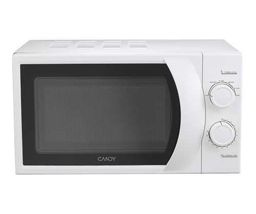 Candy Idea Forno a Microonde 20 Litri, 700W, 6 Livelli di Potenza, Programma Defrost, Timer e Segnale Acustico di Fine Cottura, Libera Installazione, 45,2 x 33,5 x 26,2 cm, Bianco – CMW2070M
