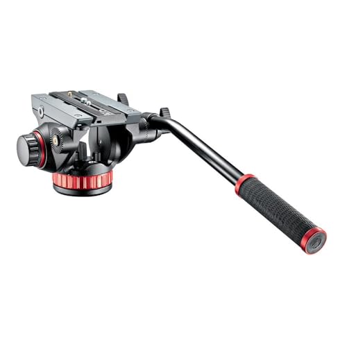 Manfrotto 502AH Testa Video Fluida in Alluminio con Base Piatta, Controbilanciamento Fisso, Attacco Easy-Link, per Foto/ Videocamere Compatte Fino a 7 kg, MVH502AH