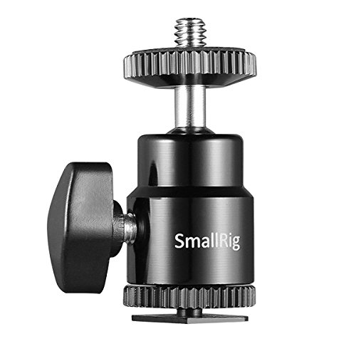 SMALLRIG Mini testa a sfera girevole a 360°, supporto a testa a sfera con carico massimo 3 kg/6,6 libbre con adattatore rimovibile per slitta calda da 1/4″ per supporto leggero monopiede DSLR – 761